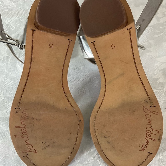 Sam Edelman Silver Two Strap Cork Sole Low Heel Sandals Size 5 - Picture 5 of 5